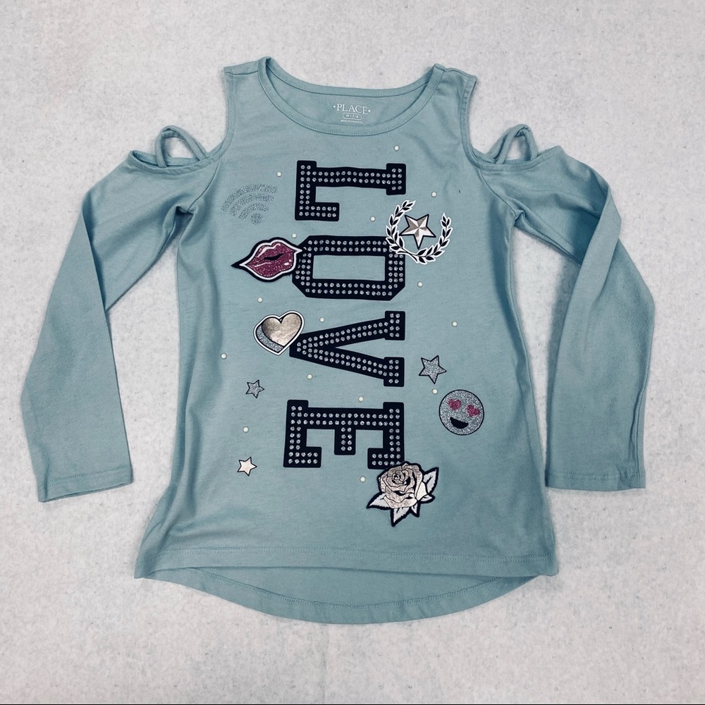 Place could shoulder long sleeve top